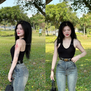 Áo kiểu nữ ba lỗ , áo ba lỗ cổ yếm , áo thun cổ tim dáng ôm body pla279-shop phuong lynh