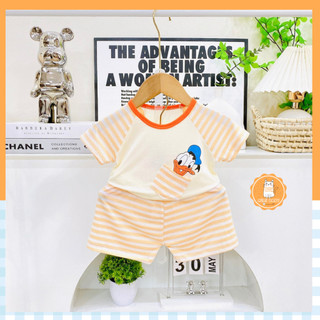Đồ bộ cộc tay phối sọc kết hợp in hình đáng yêu nhỏ xinh cho bé trai và bé gái cho bé mặc, MIMI22