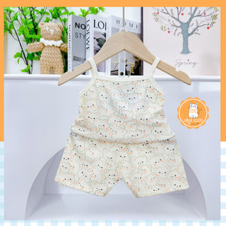 Đồ bộ hai dây vải tăm mát mẻ cho bé gái mùa hè 2024, Mimibaby shop, MIMI25