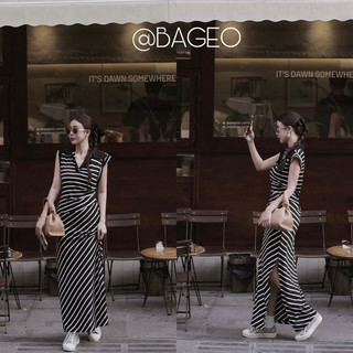 Váy cổ đức dáng dài nhún hông tkcc 𝐁𝐀𝐆𝐄𝐎
