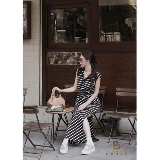 Váy cổ đức dáng dài nhún hông tkcc 𝐁𝐀𝐆𝐄𝐎