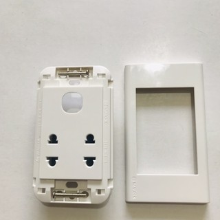 Mặt 2 ổ cắm 1 lỗ công tắc sino 16a
