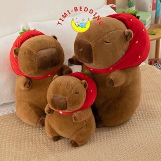 Gấu bông capybara mũ dâu mini ngộ nghĩnh siêu cute và đáng yêu - Timibedding