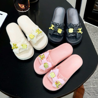 Dép Nữ Quai Ngang Thời Trang Đính Nơ Đế Cao 5cm Đúc Nguyên Khối Siêu Mềm Nhẹ Chống Trơn Trượt D7785
