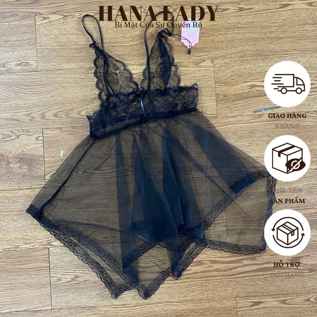 Váy Ngủ 2 Dây Có Bigsize, Đồ Ngủ Mặc Nhà, Đầm Ngủ Ren Kèm Quần Chip HanaLady - VN012 | BigBuy360 - bigbuy360.vn