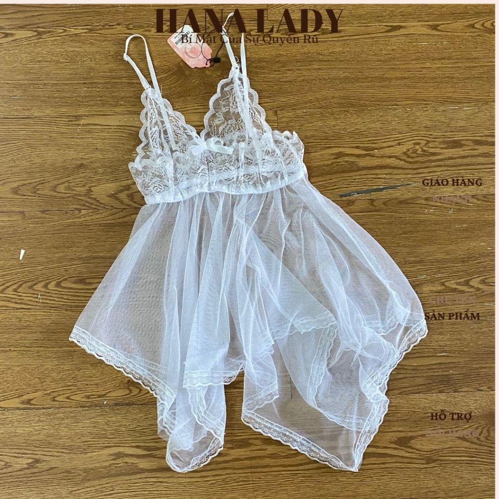Váy Ngủ 2 Dây Có Bigsize, Đồ Ngủ Mặc Nhà, Đầm Ngủ Ren Kèm Quần Chip HanaLady - VN012 | BigBuy360 - bigbuy360.vn