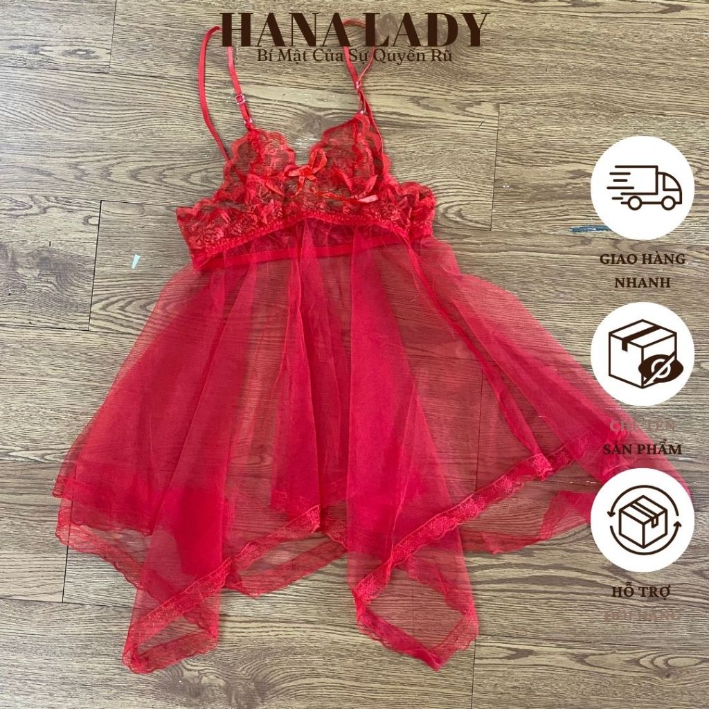 Váy Ngủ 2 Dây Có Bigsize, Đồ Ngủ Mặc Nhà, Đầm Ngủ Ren Kèm Quần Chip HanaLady - VN012 | BigBuy360 - bigbuy360.vn