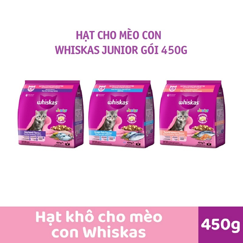 Thức ăn hạt cho mèo con whiskas junior gói 450g