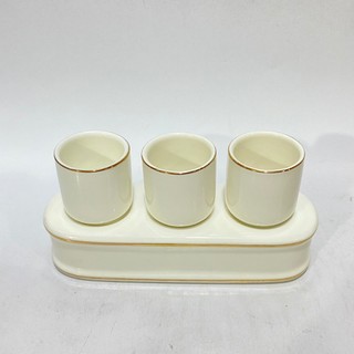 Bộ án 3 ly nước gốm sứ màu trắng không nắp