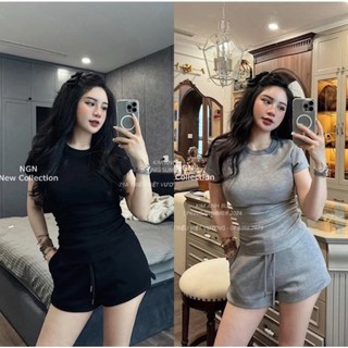 Sét bộ áo phông trơn body kèm quần sooc trơn dáng thể thao siêu năng động phong cách Hàn Quốc M143