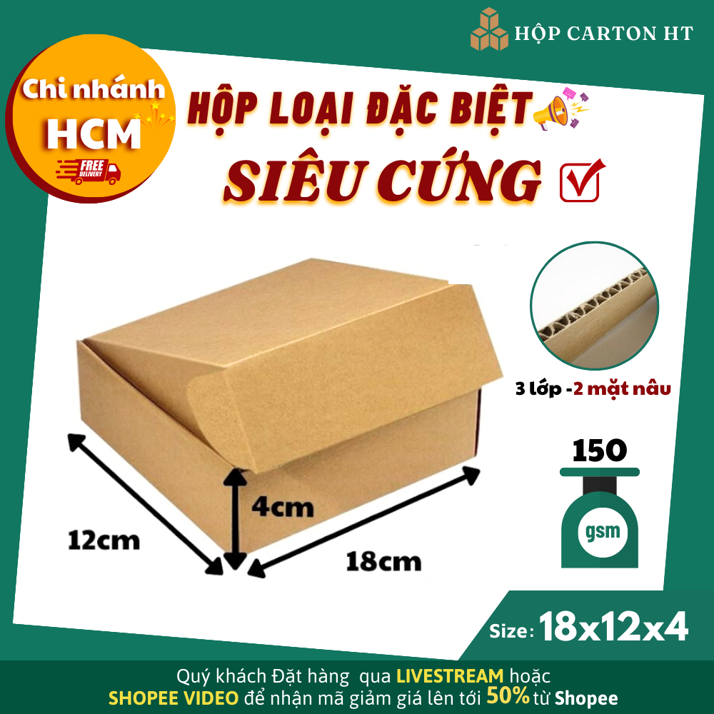 Combo 20 Hộp Carton Nắp Gài 18x12x4 Hộp Giấy Nắp Cài Đóng Hàng Quần Áo Giá Gốc Tận Xưởng - HT HCM