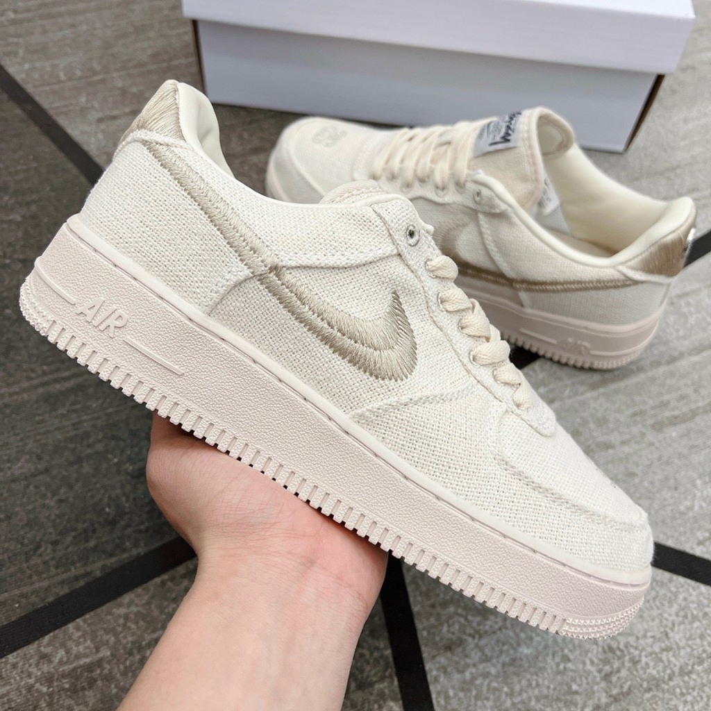 Giày thể thao AF1 Stussy_Giày sneaker AF1 Canvas Cream nam nữ hot trend 2024