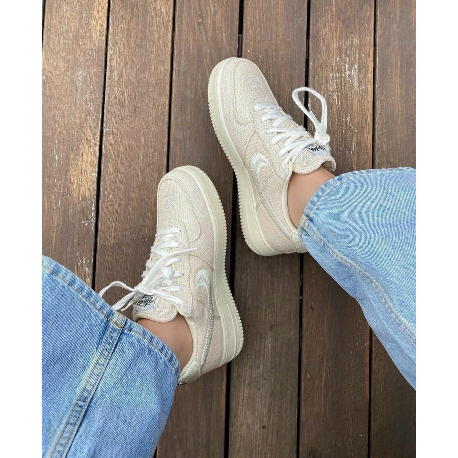 Giày thể thao AF1 Stussy_Giày sneaker AF1 Canvas Cream nam nữ hot trend 2024