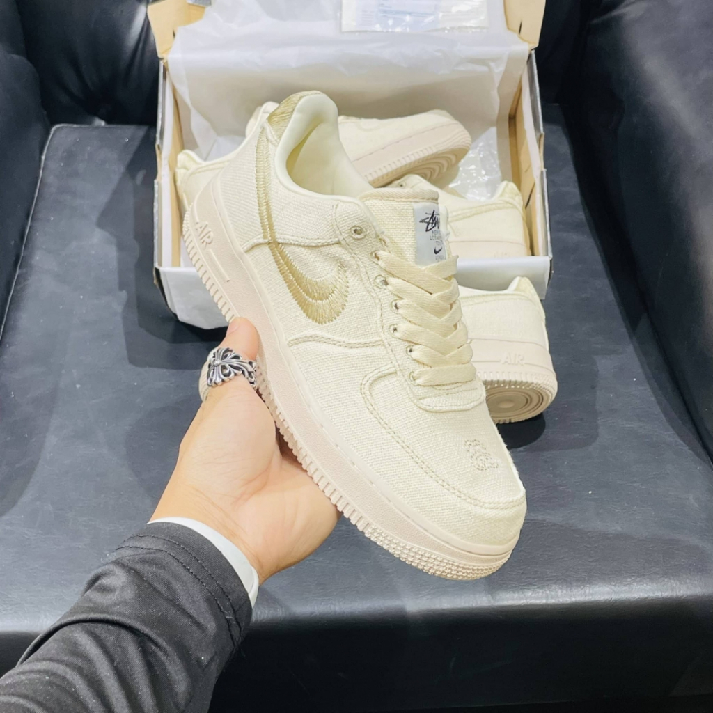 Giày thể thao AF1 Stussy_Giày sneaker AF1 Canvas Cream nam nữ hot trend 2024
