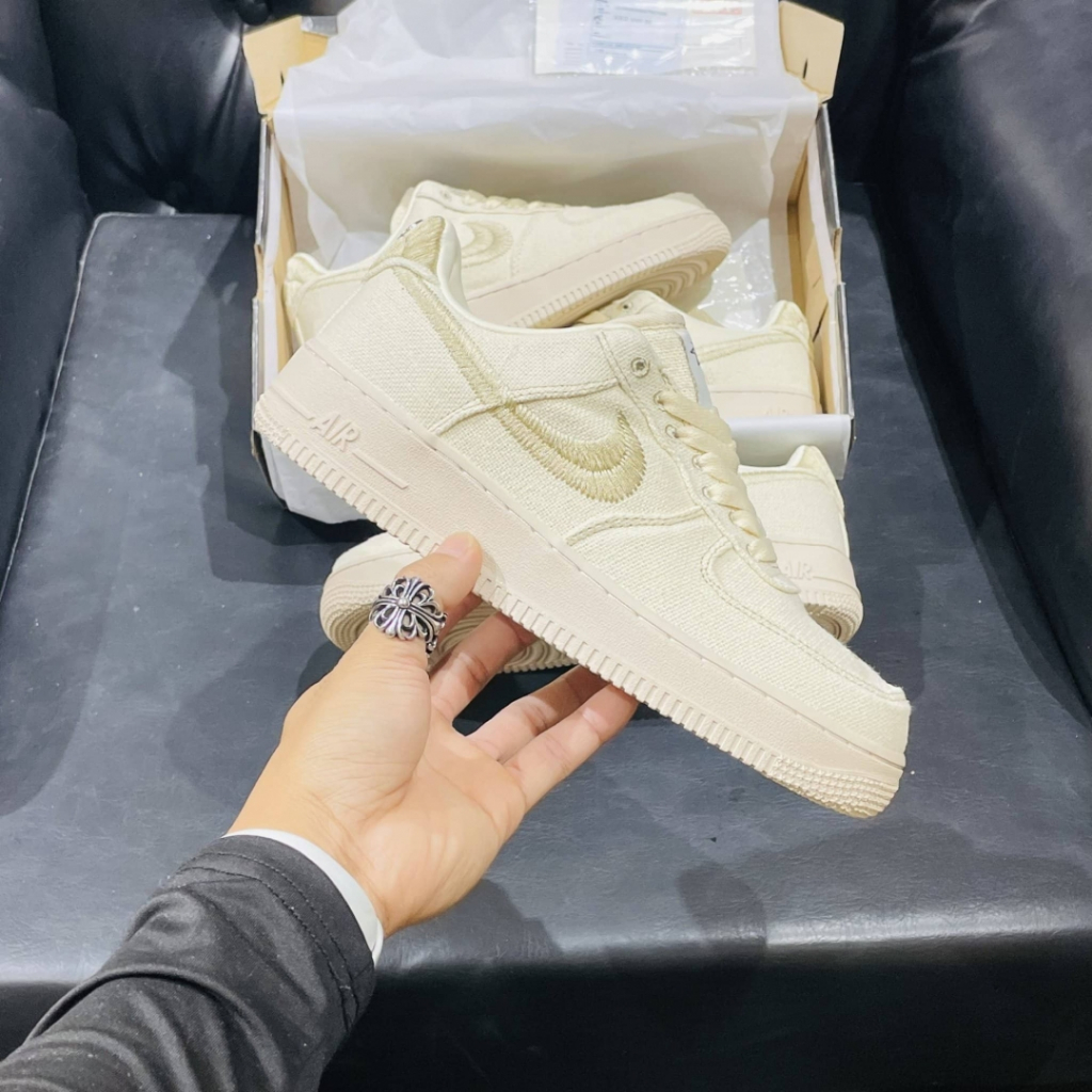 Giày thể thao AF1 Stussy_Giày sneaker AF1 Canvas Cream nam nữ hot trend 2024