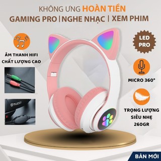 Tai nghe tai mèo vzv 28m - tai nghe dễ thương có đèn led, có micro