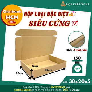 Combo 20 Hộp nắp gài 30x20x5 Hộp carton nắp cài đóng hàng, đựng quần áo, quà tặng giá rẻ - HT HCM
