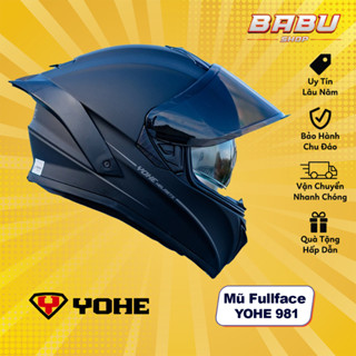 Combo Nón Fullface 2 Kính Yohe 981 Kèm Kính Đen Và Đuôi Gió Pista