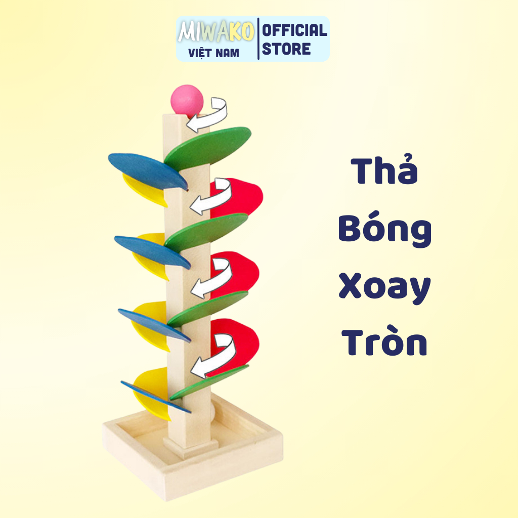 [Qùa Tặng] Thả Bóng Xoay Tròn, Tháp Bóng Lăn Cầu Trượt, Đồ Chơi Gỗ Thông Minh Cho Bé Trai Bé Gái - M
