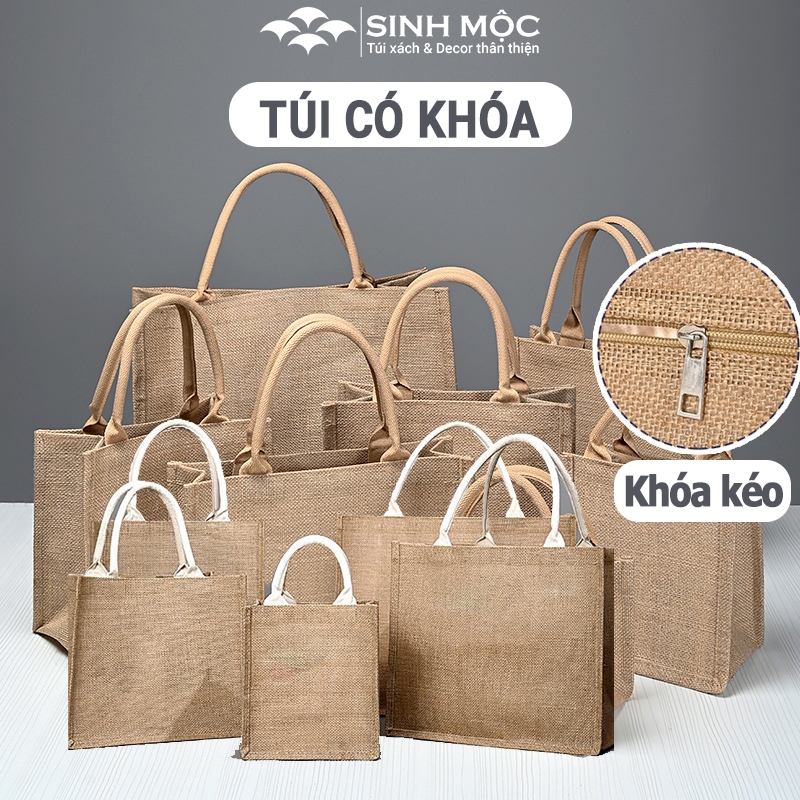 Túi cói, túi đi biển, túi chống nước, Túi có khóa, Sinh Mộc - M3603 (Có khóa)