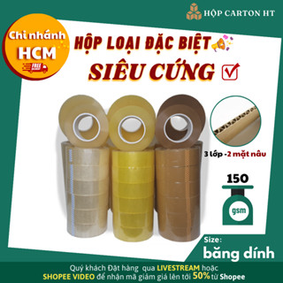 Băng keo đóng hàng bản rộng siêu dính 0.5kg, băng dính giá rẻ siêu đẹp - Hộp Carton HT