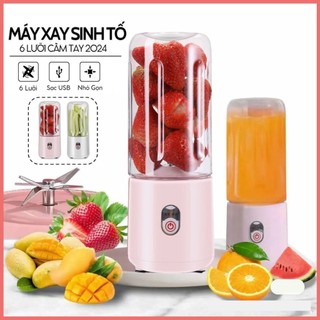 Máy xay sinh tố cầm tay đa năng 6 lưỡi Jucie dung tích 500ml xay đá viên hoa quả nhanh chóng