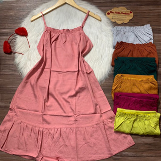 Đầm váy ngủ 2 dây vải đũi mặc nhà mặc ngủ dễ thương phom dưới 60kg - D10