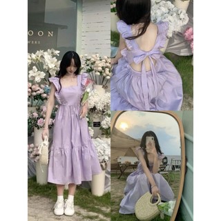Váy 2 dây hở lưng thắt nơ dáng dài maxi đi biển - Retrostyle - Vaymaxi003_Tim_P11K4