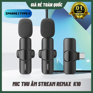 Mic thu âm livetream remax k9/k10 - iphone / type-c độ nhạy cao , pin 75 mpa bảo hành 12 tháng
