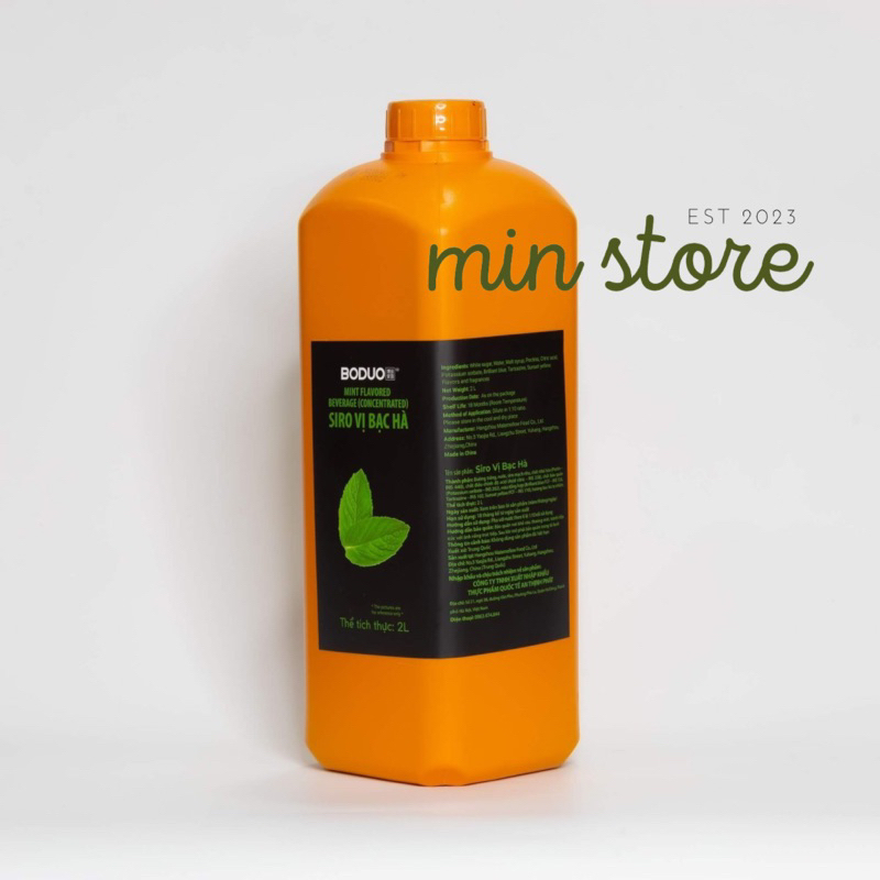 Siro bạc hà Boduo chai 2L