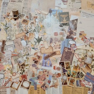 🍄 Lucky Box Vintage 🍄 Các loại giấy hoạ tiết, sticker và băng dính trang trí - Set sticker & washi tape