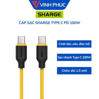 Cáp sạc nhanh sharge/shargeek siêu đàn hồi sl104 type c - c max 100w dài 1m5