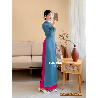 Áo dài truyền thống Thái Tuấn xanh navy AD03627