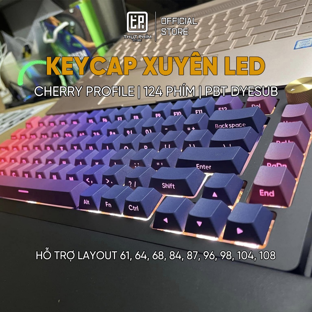Keycap xuyên led Gradient phối màu đôi Amazon Heiji (Cherry Profile/124 phím/Dyesub) - Thụt Phím Store