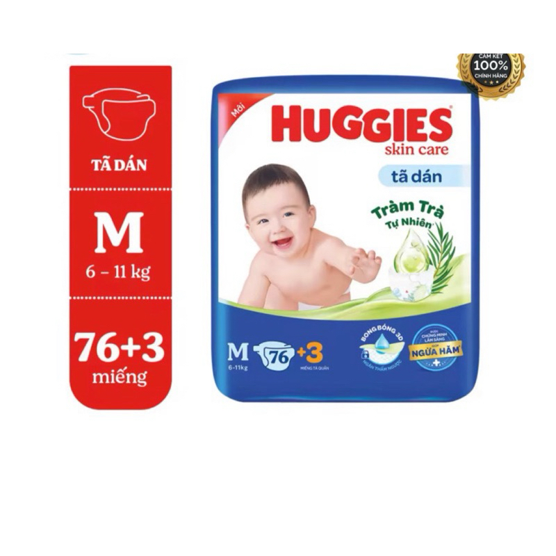 [Thêm miếng] Tã dán Huggies M76 +3