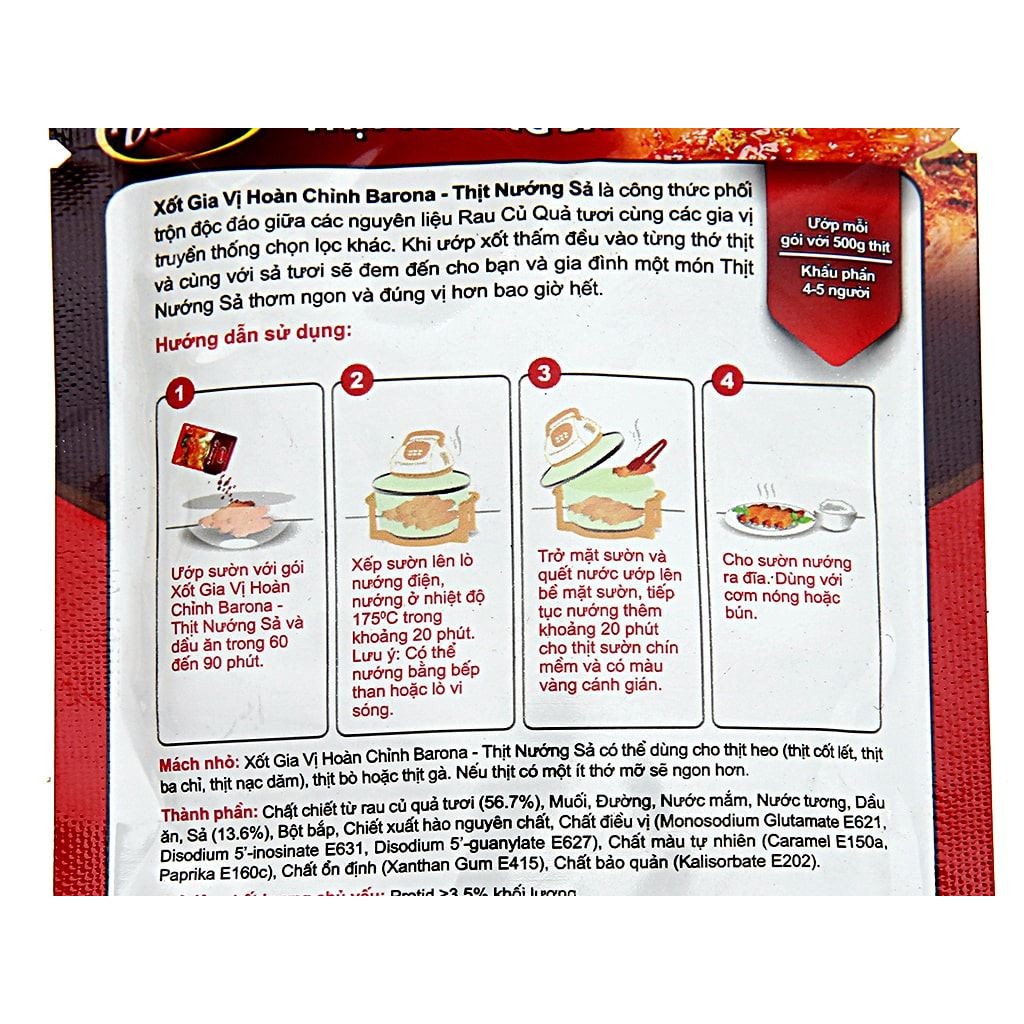 Xốt gia vị thịt nướng sả Barona gói 80g  [Hà Nội giao hỏa tốc] - Ảnh 5