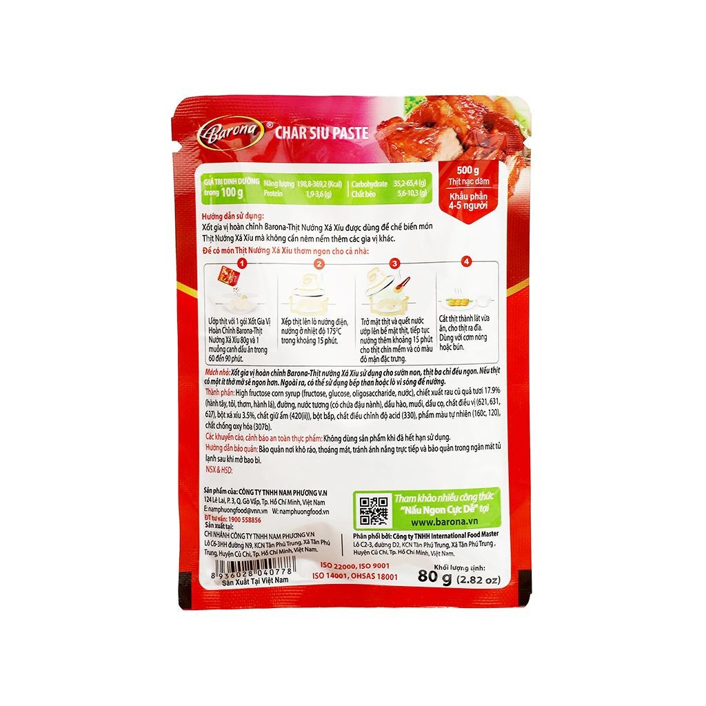 Xốt gia vị ướp thịt nướng xá xíu Barona gói 80g  - Xốt gia vị hoàn chỉnh [HN giao hàng hỏa tốc] - Ảnh 3