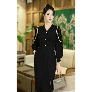 ĐẦM PHỐI VIỀN TAY PHỒNG PHỐI REN THÊU KIM SA CAO CẤP , TRẺ TRUNG, SANG TRỌNG , QUÝ PHÁI
