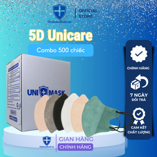Thùng 500c khẩu trang 5d mix màu, khẩu trang 5d unimax ,khẩu trang kháng khuẩn chính hãng unimedical