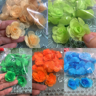 Hoa vải 20 cái đính hoa trang trí áo nhiều màu