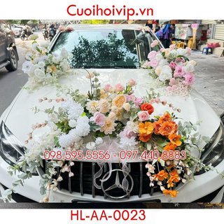 Hoa lụa cao cấp trang trí xe cưới HL.AA.0023 - Tặng 9 nơ