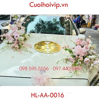 Hoa Xe Cưới bằng Lụa Cao Cấp chỉ việc dùng - HL.AA.0016 (nam châm) - Hoa đầu xe, tặng 8 nơ