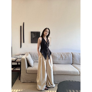 (SẴN ĐỦ SIZE SHIP LIỀN) Set Linen Lẻ Áo Gile Hở Lưng Và Quần Ống Rộng Nữ Ảnh Thật Chụp Cận Sản Phẩm