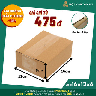 Combo 100 16x12x6 Hộp carton đóng hàng tiện lợi, thùng bìa giấy gói hàng giá rẻ