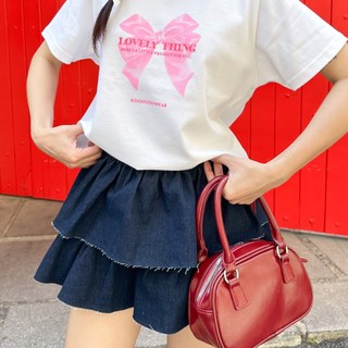Kido - chân váy jean 2 tầng lưng chun wendy skirt