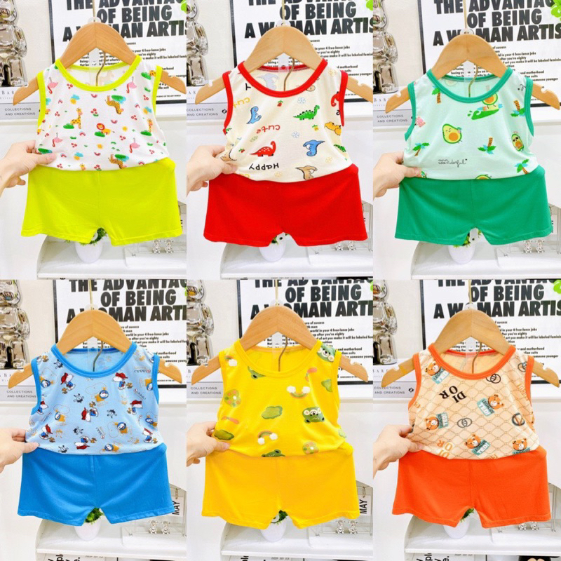 Bộ quần áo 3 lỗ thun lạnh bé trai bé gái Z69