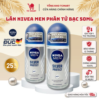 Lăn Ngăn Mùi NIVEA MEN Silver Protect Phân Tử Bạc (50 ml) - Ngăn Khuẩn Gây Mùi Vượt Trội - Lăn ngăn mùi phân tử bạc