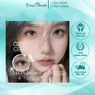 Kính Áp Tròng DOE EYES Lens LEON BROWN Độ Cận 1-5 Tặng Kèm Khay Đựng