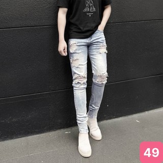 Quần jean nam màu xám đen rách gối chất bò cao cấp co dãn 4 chiều cực đẹp, quần rin nam HD5189 Nhiều Mẫu Mới