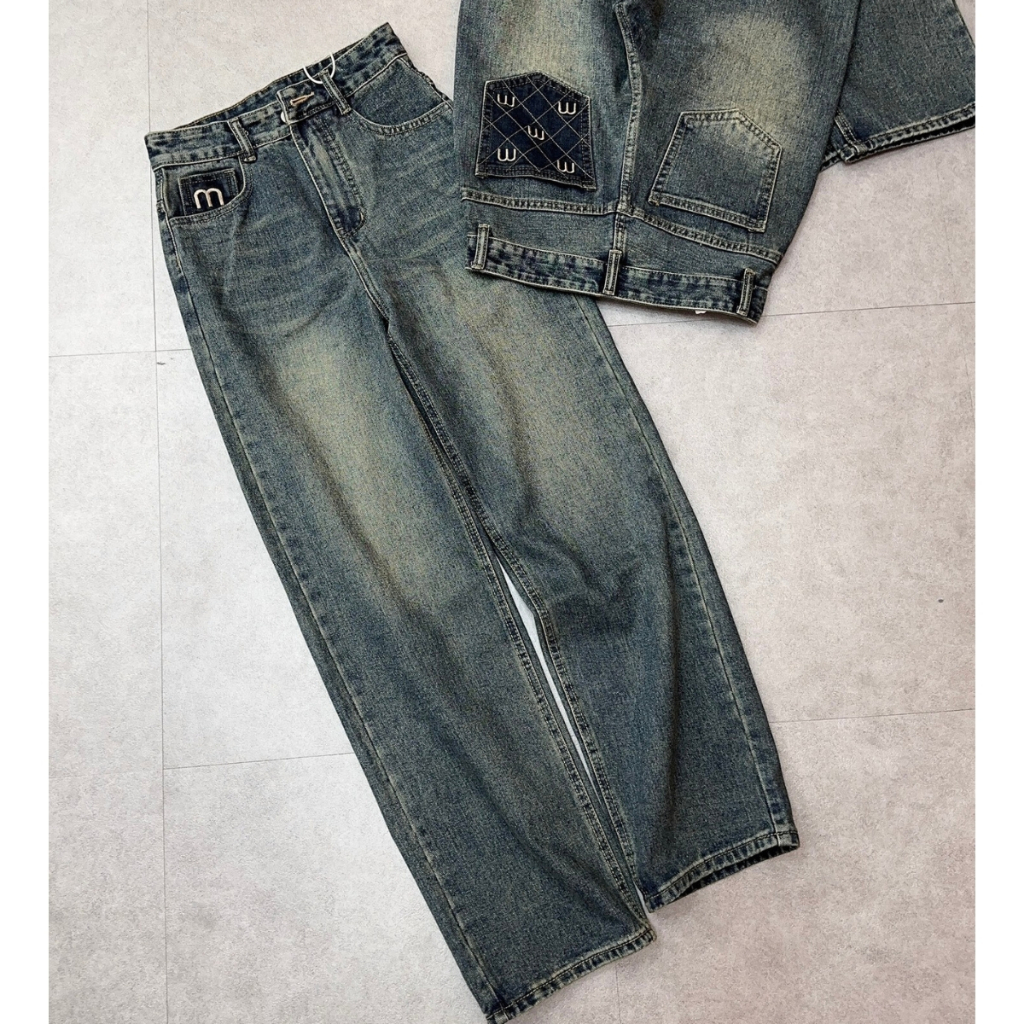 Quần Jean Nữ Ống Suông Màu Đậm Túi Thêu Chữ M Q288 | BigBuy360 - bigbuy360.vn